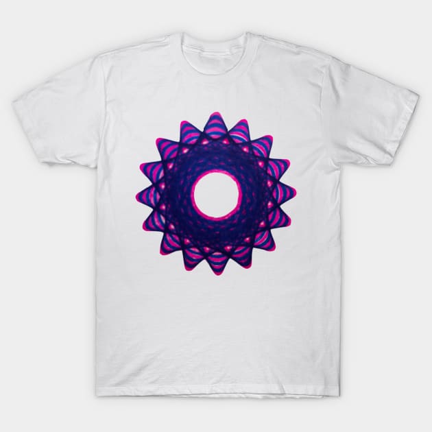 Spirograph Dark Blue Hot Pink Star T-Shirt by Travelling_Alle